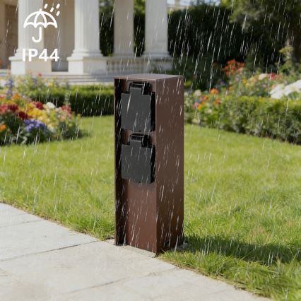 Brilagi - Poste de tomadas exterior PILLAR 2Z SCHUKO 230V IP44 castanho