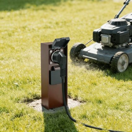 Brilagi - Poste de tomadas exterior PILLAR 2Z SCHUKO 230V IP44 castanho