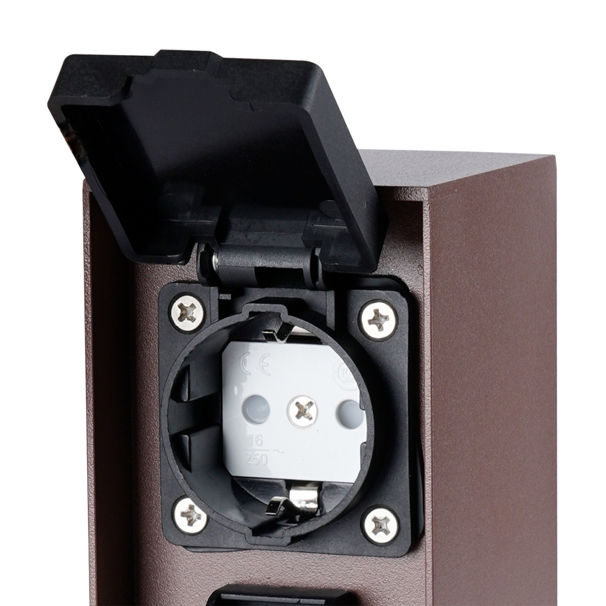 Brilagi - Poste de tomadas exterior PILLAR 2Z SCHUKO 230V IP44 castanho