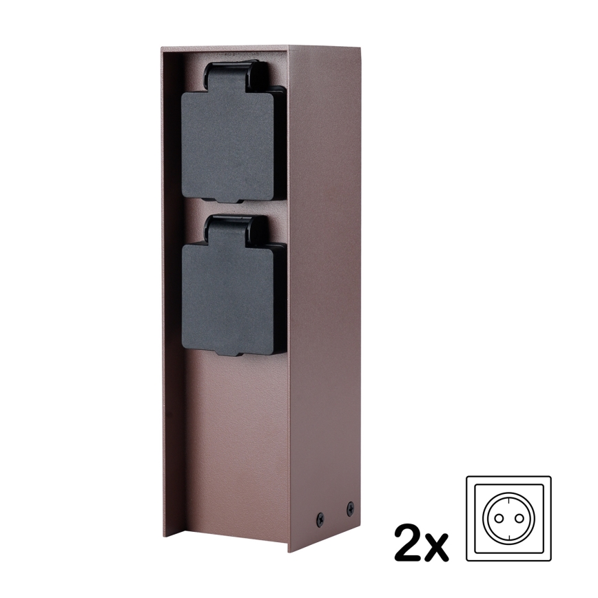 Brilagi - Poste de tomadas exterior PILLAR 2Z SCHUKO 230V IP44 castanho