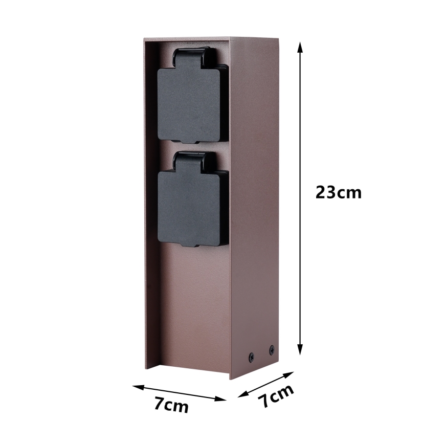 Brilagi - Poste de tomadas exterior PILLAR 2Z SCHUKO 230V IP44 castanho