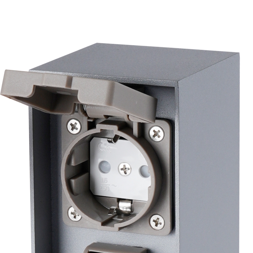 Brilagi - Poste de tomadas para exterior PILLAR 2 tomadas SCHUKO 230V IP44 prateado