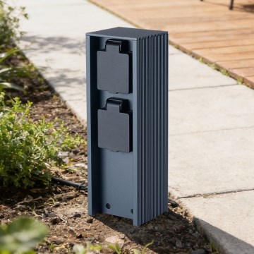 Brilagi - Poste de tomadas para exterior PILLAR 2x SCHUKO 230V IP44 antracite
