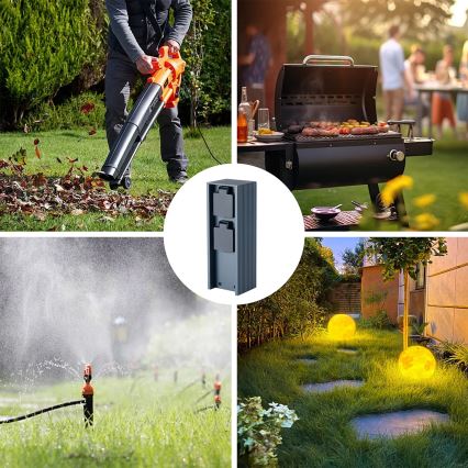 Brilagi - Poste de tomadas para exterior PILLAR 2x SCHUKO 230V IP44 antracite