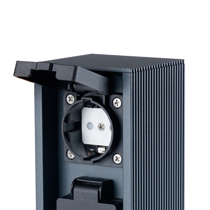 Brilagi - Poste de tomadas para exterior PILLAR 2x SCHUKO 230V IP44 antracite