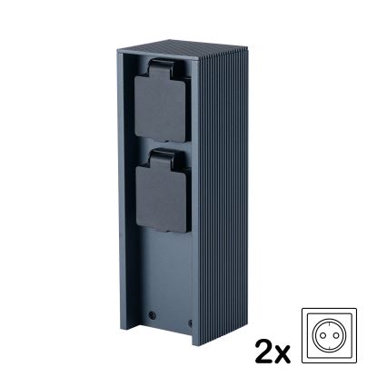 Brilagi - Poste de tomadas para exterior PILLAR 2x SCHUKO 230V IP44 antracite