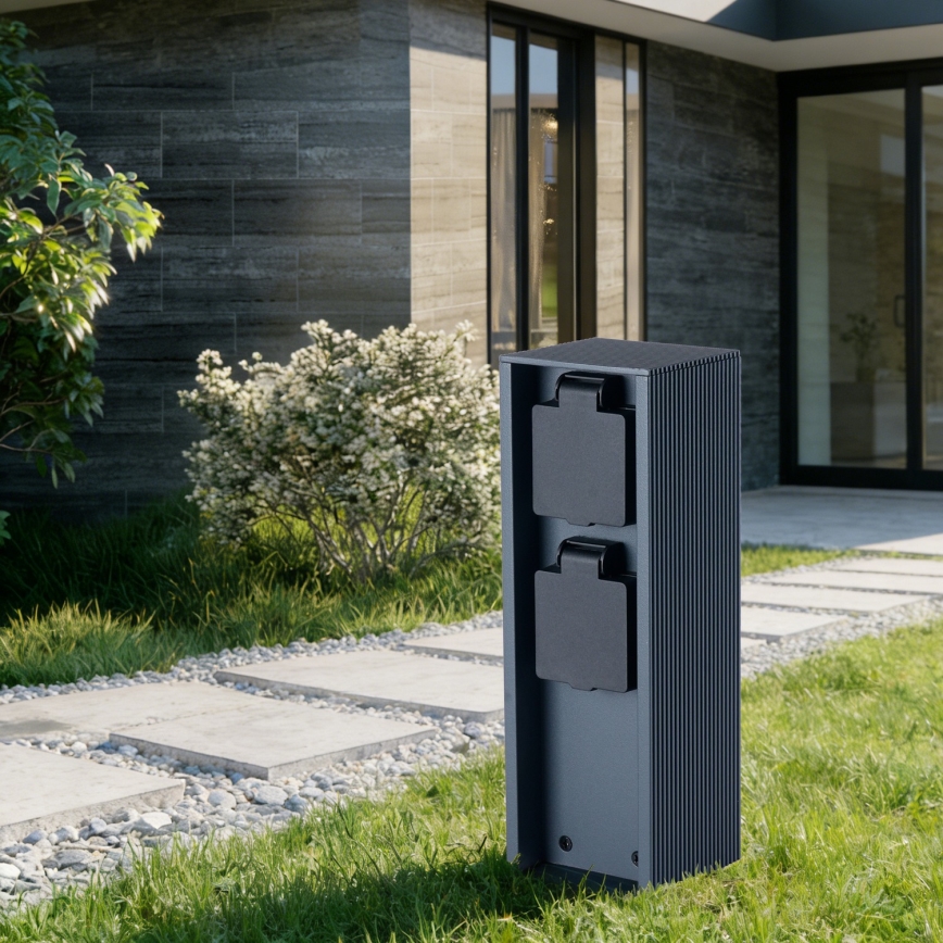 Brilagi - Poste de tomadas para exterior PILLAR 2x SCHUKO 230V IP44 antracite