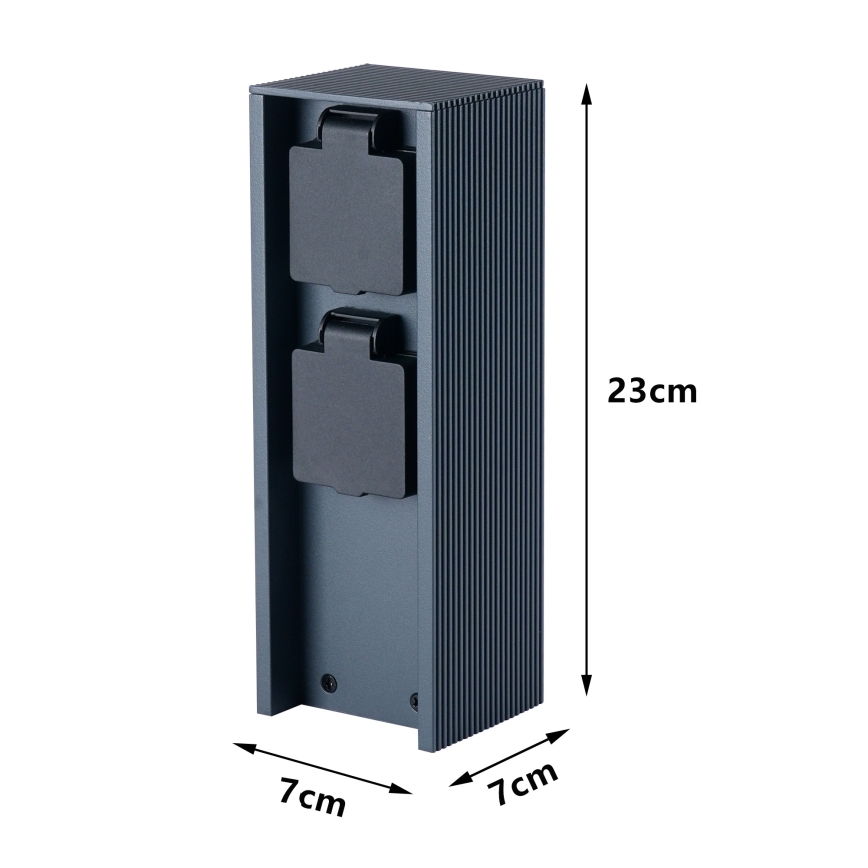 Brilagi - Poste de tomadas para exterior PILLAR 2x SCHUKO 230V IP44 antracite
