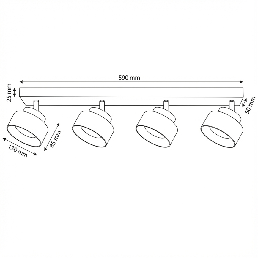 Brilagi - Spot AURA LUX 4xGX53/30W/230V preto/dourado