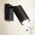 Brilagi - Spot de parede LED RGBW dimerizável com interruptor SELE 1xGU10/4,8W/230V 3000K preto + comando remoto