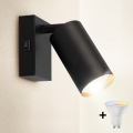 Brilagi - Spot de parede LED RGBW dimerizável com interruptor SELE 1xGU10/4,8W/230V 3000K preto/dourado + comando remoto