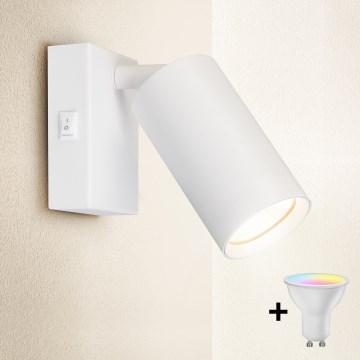 Brilagi - Spot de parede LED RGBW regulável com interruptor SELE 1xGU10/4,8W/230V 3000K branco + controlo remoto