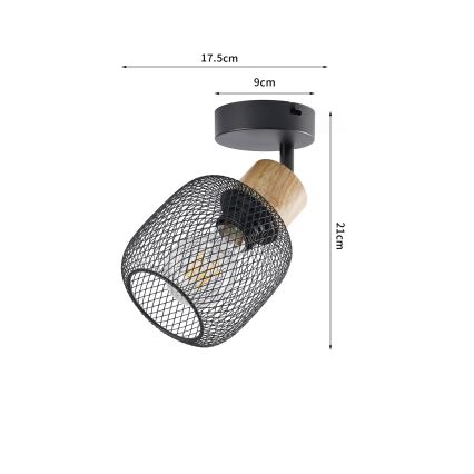 Brilagi - Spot de parede orientável BASKLITE 1xE27/15W/230V madeira/preto
