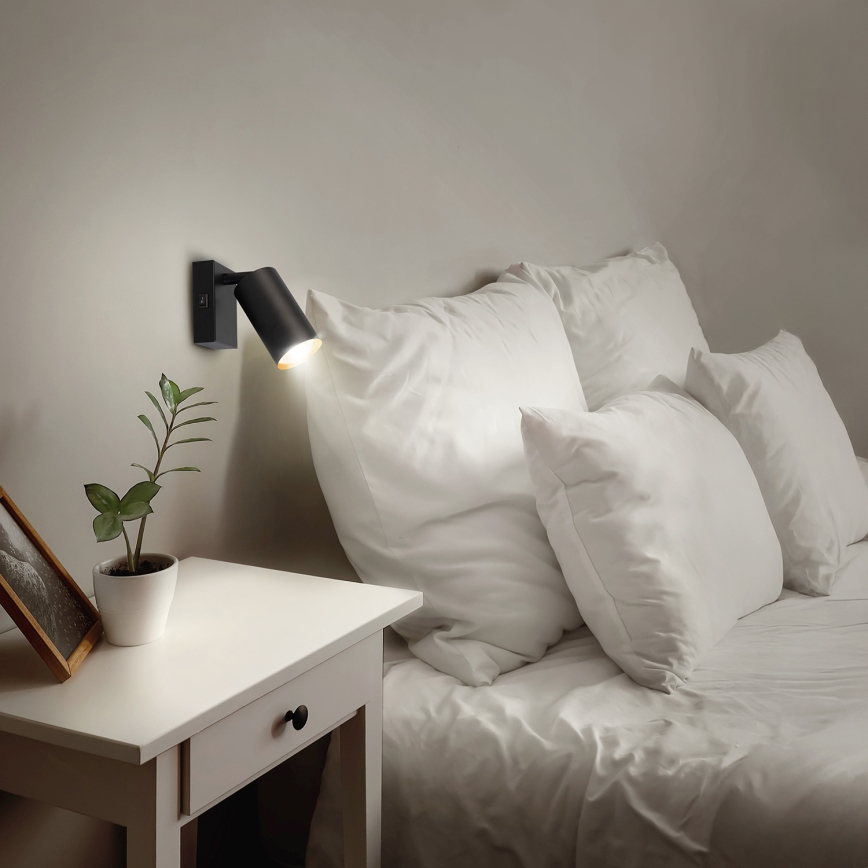 Brilagi - Aplique de parede orientável com interruptor SELE 1xGU10/30W/230V preto/dourado