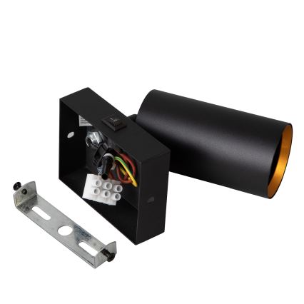 Brilagi - Aplique de parede orientável com interruptor SELE 1xGU10/30W/230V preto/dourado