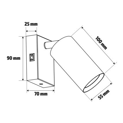 Brilagi - Aplique de parede orientável com interruptor SELE 1xGU10/30W/230V preto/dourado