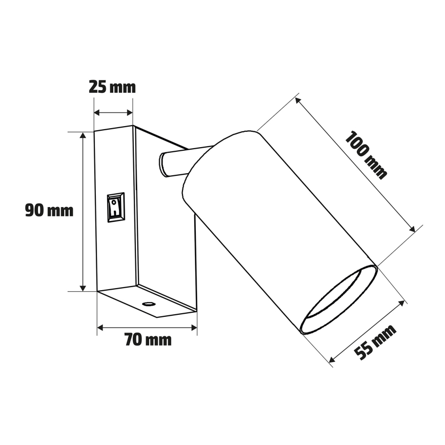 Brilagi - Aplique de parede orientável com interruptor SELE 1xGU10/30W/230V preto/dourado