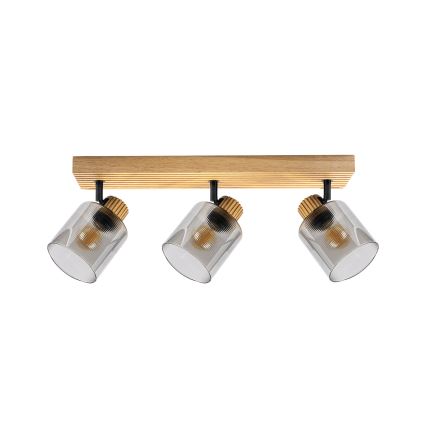 Brilagi - Spot de teto HYGGE 3xE14/15W/230V madeira/fumê