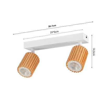 Brilagi - Spot de teto MODERN WOOD 2xGU10/8W/230V madeira/branco