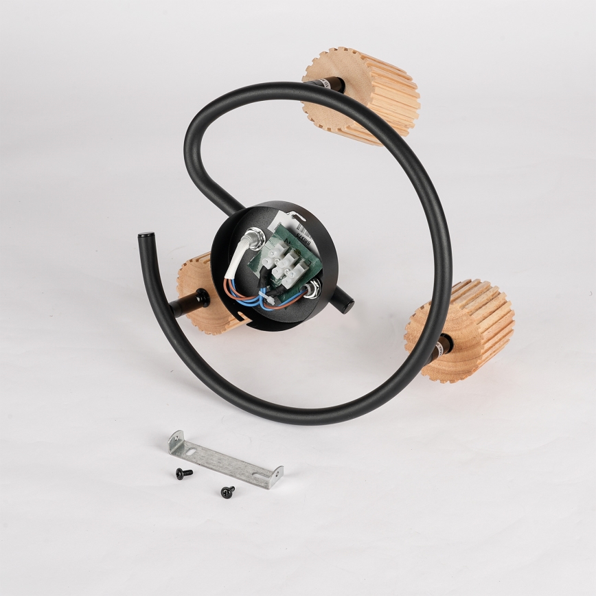 Brilagi - Spot de teto MODERN WOOD 3xGU10/8W/230V madeira de seringueira/preto