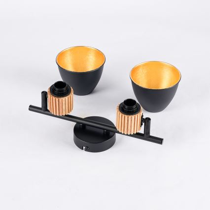 Brilagi - Spot direcionável ODENSE 2xE14/10W/230V madeira de seringueira/preta