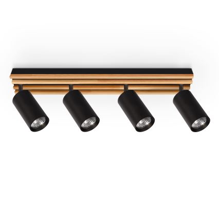Brilagi - Spot direcionável SELE WOOD ACOUSTIC 4xGU10/30W/230V preto/madeira