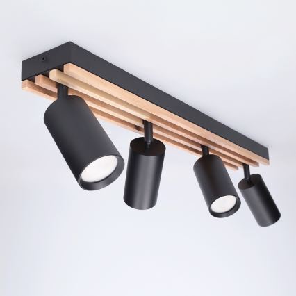 Brilagi - Spot direcionável SELE WOOD ACOUSTIC 4xGU10/30W/230V preto/madeira