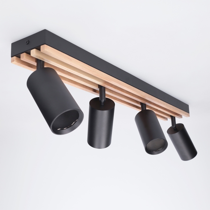 Brilagi - Spot direcionável SELE WOOD ACOUSTIC 4xGU10/30W/230V preto/madeira
