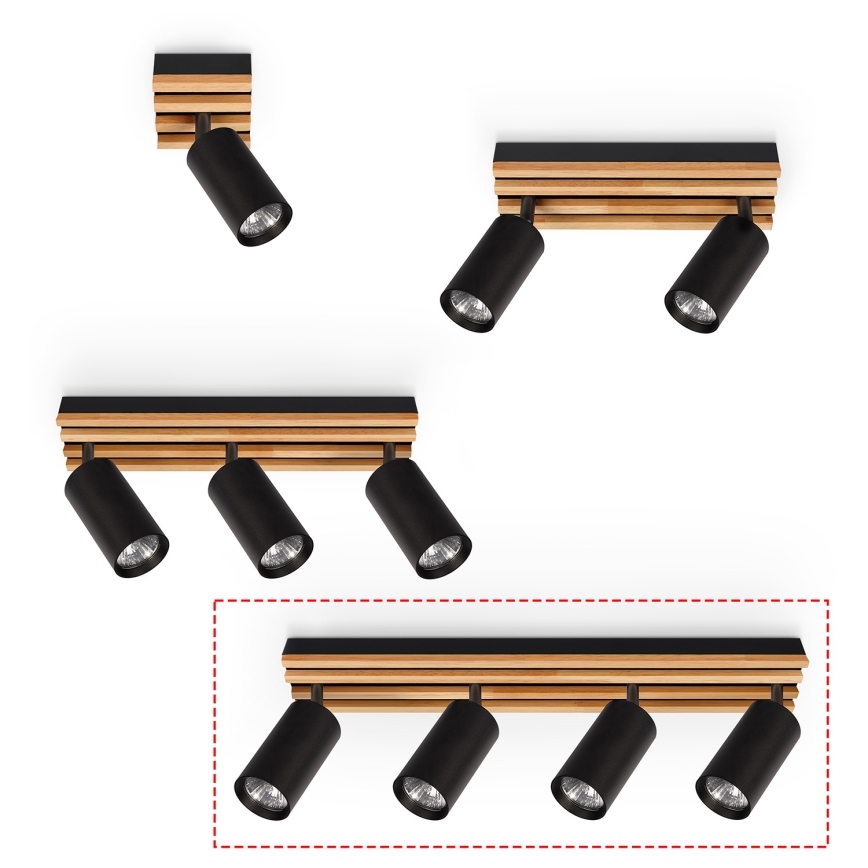 Brilagi - Spot direcionável SELE WOOD ACOUSTIC 4xGU10/30W/230V preto/madeira