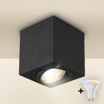 Brilagi - Spot embutido LED RGBW dimerizável MIA 1xGU10/4,8W/230V 3000K 84x80 mm preto + comando remoto