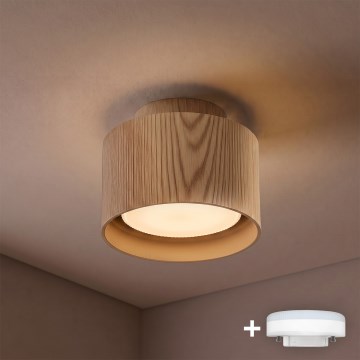 BRILAGI - Spot LED embutido BACKLIT 1xGX53/15W/230V + LED/3W Ø 10 cm acabamento carvalho