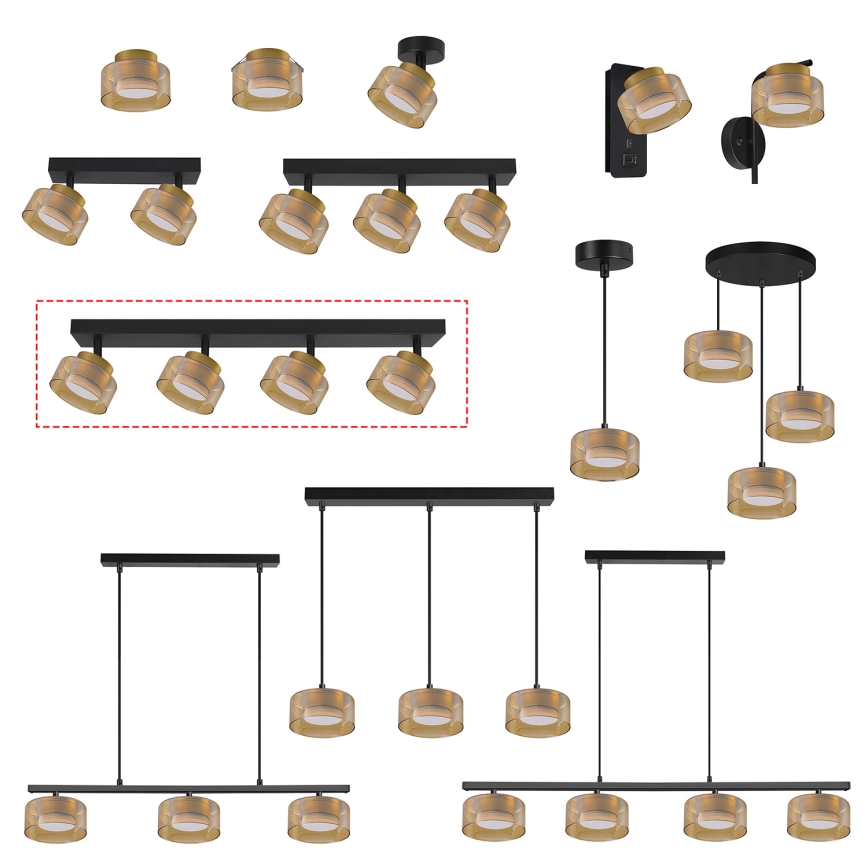 Brilagi - Luminária spot LED RGB+CCT dimerizável AURA LUX 4xGX53/14W/230V 2700-6500K Wi-Fi Tuya preto/dourado