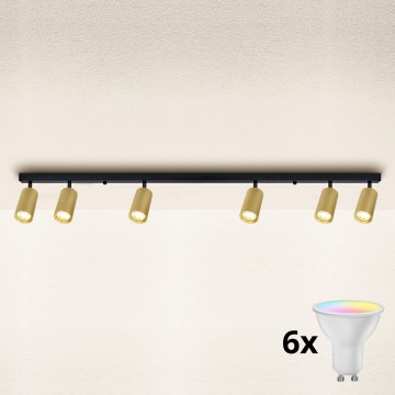 Brilagi - Spot LED RGBW dimável SELE GOLDEN 6xGU10/6,5W/230V 2700-6500K preto/dourado