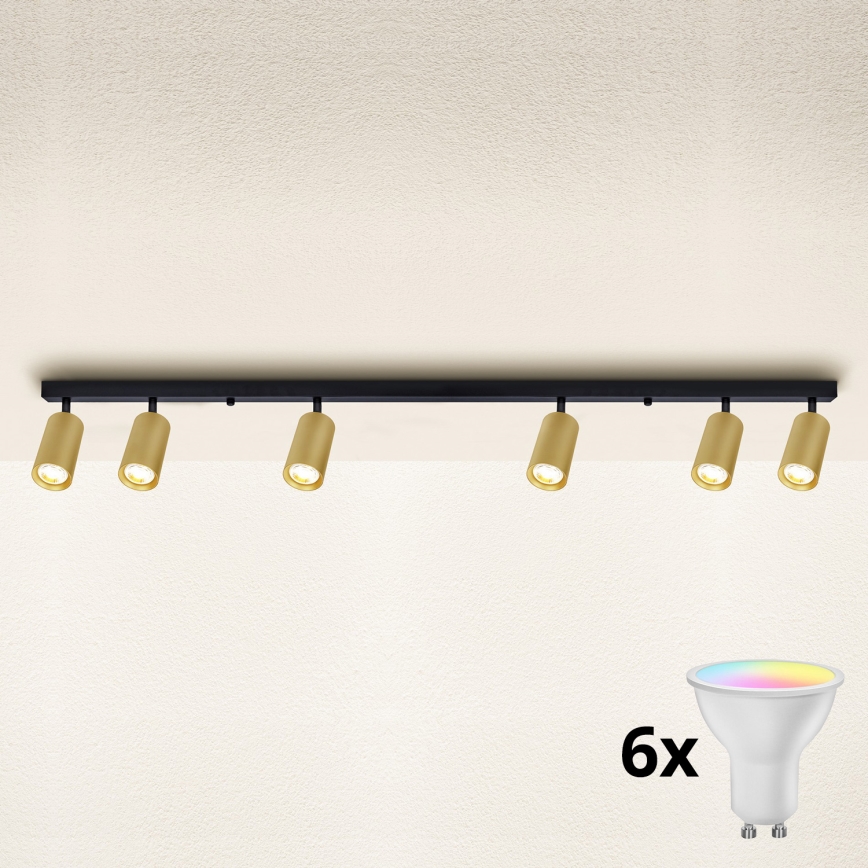 Brilagi - Spot LED RGBW dimável SELE GOLDEN 6xGU10/6,5W/230V 2700-6500K preto/dourado