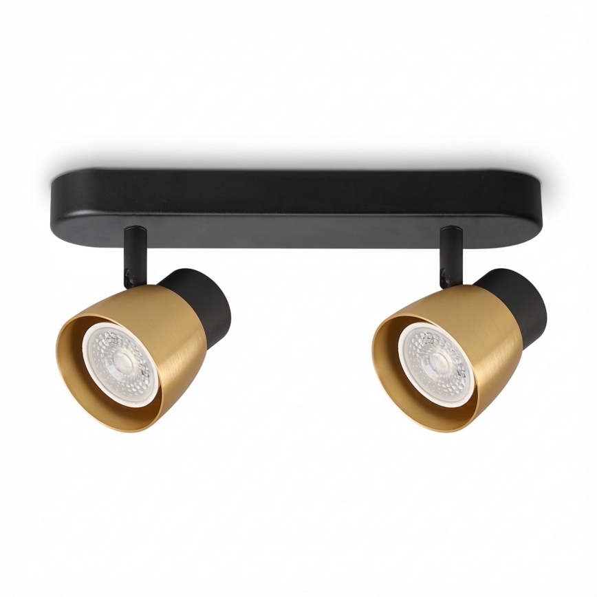 Brilagi - Spot LED RGBW dimerizável NUGGET 2xGU10/6W/230V 3000K preto/dourado + comando remoto