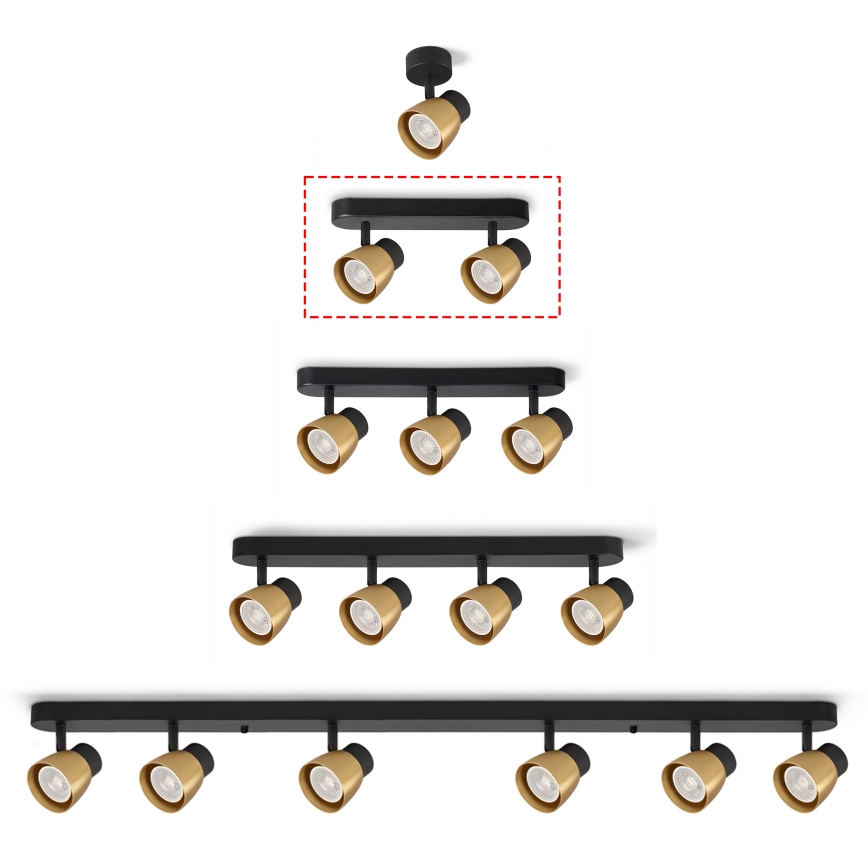 Brilagi - Spot LED RGBW dimerizável NUGGET 2xGU10/6W/230V 3000K preto/dourado + comando remoto
