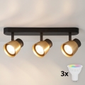BRILAGI - Spot LED RGBW dimerizável NUGGET 3xGU10/4,8W/230V preto/dourado