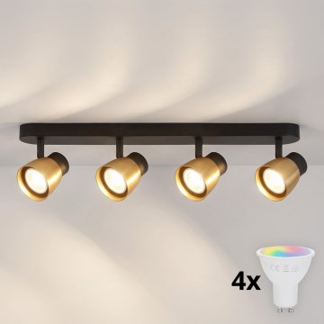 Brilagi - Spot LED RGBW dimerizável NUGGET 4xGU10/6W/230V 2700-6500K Wi-Fi preto/dourado