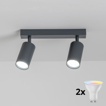 Brilagi - Spot LED RGBW dimerizável SELE 2xGU10/4,8W/230V 3000K antracite + comando remoto
