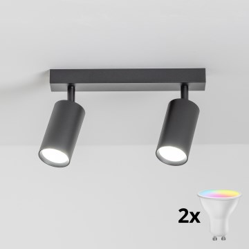 Brilagi - Spot LED RGBW dimerizável SELE 2xGU10/4,8W/230V 3000K preto + controlo remoto