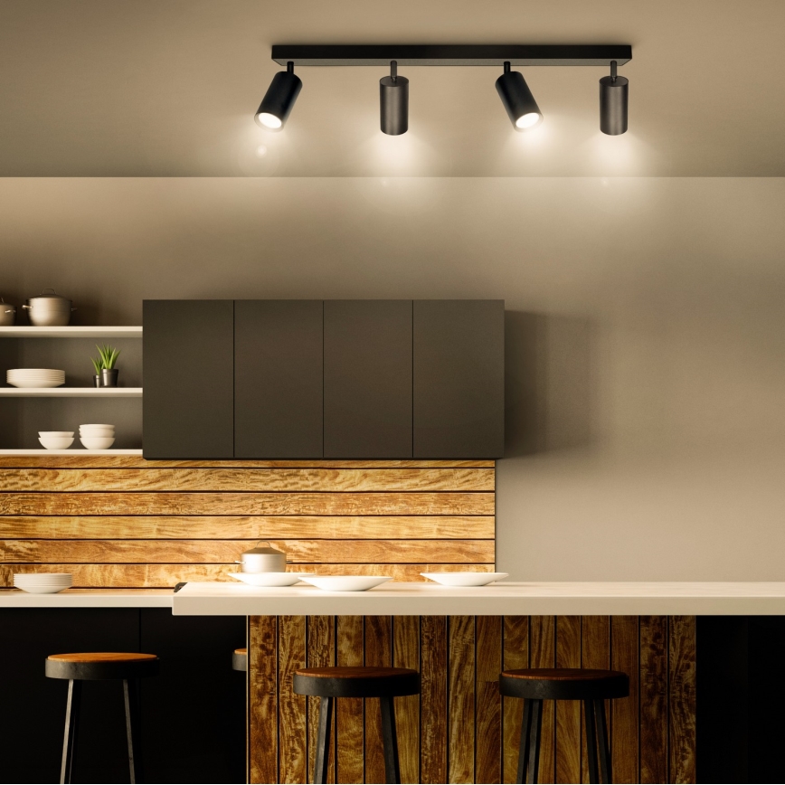 Brilagi - Luminária de 4 focos LED RGBW dimerizável SELE 4xGU10/4,8W/230V 3000K preta + controlo remoto