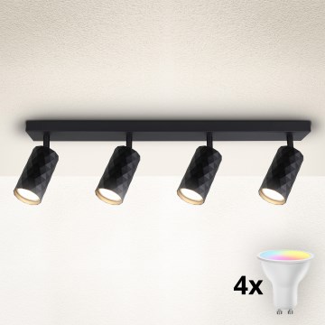 Brilagi - Spot LED RGBW dimerizável SELE DIAMANT 4xGU10/4,8W/230V 3000K preto + comando remoto