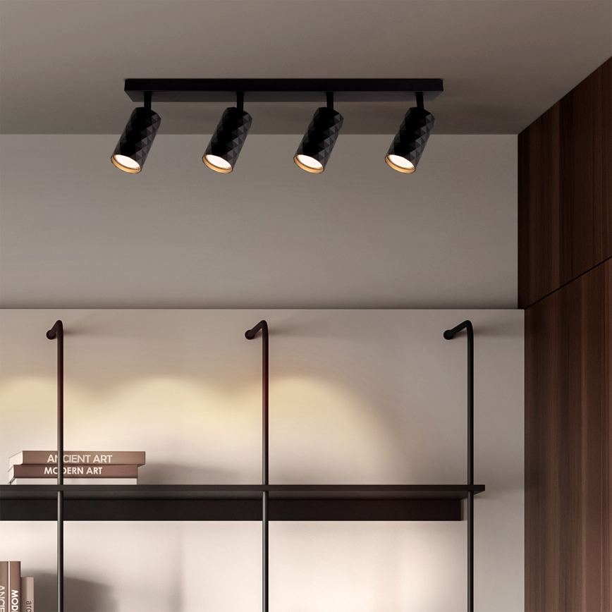 Brilagi - Spot LED RGBW dimerizável SELE DIAMANT 4xGU10/4,8W/230V 3000K preto + comando remoto