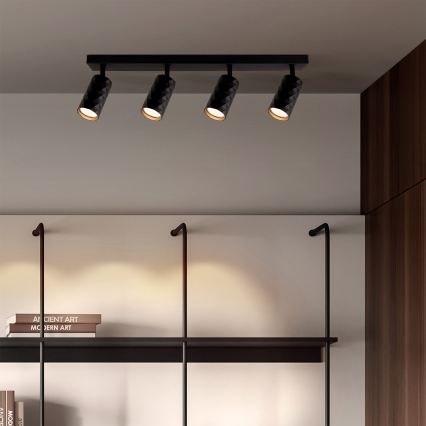 Brilagi - Spot LED RGBW dimerizável SELE DIAMANT 4xGU10/6W/230V 3000K preto + comando remoto