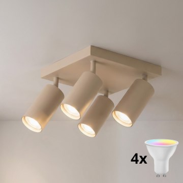Brilagi - Spot LED RGBW dimerizável SELE SQUARE 4xGU10/6,5W/230V 2700-6500K bege