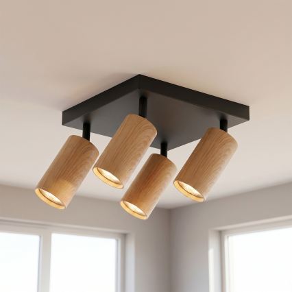 BRILAGI - LED RGBW spot dimerizável SELE SQUARE 4xGU10/6,5W/230V 2700-6500K preto/efeito carvalho