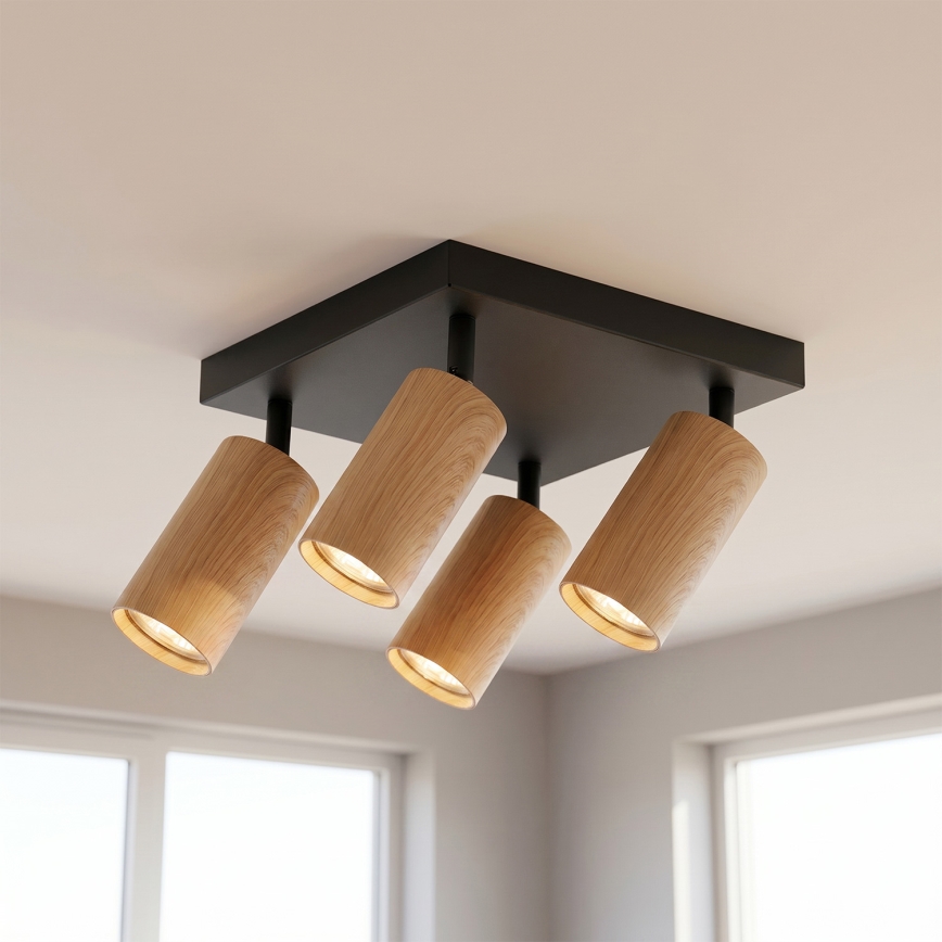 BRILAGI - LED RGBW spot dimerizável SELE SQUARE 4xGU10/6,5W/230V 2700-6500K preto/efeito carvalho