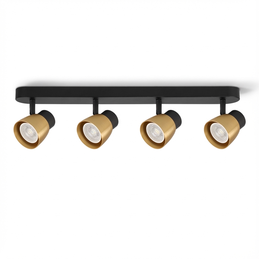 Brilagi - Luminária spot embutida LED RGBW dimerizável NUGGET 4xGU10/4,8W/230V 3000K preto/dourado + comando remoto
