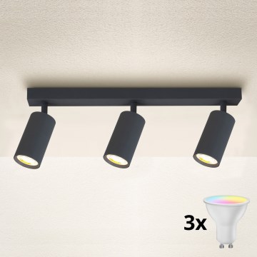 Brilagi - Spot LED RGBW regulável SELE 3x GU10/4,8W/230V 3000K antracite + controlo remoto