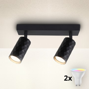 Brilagi - Spot LED RGBW regulável SELE DIAMANT 2xGU10/6,5W/230V 2700-6500K Wi‑Fi preto